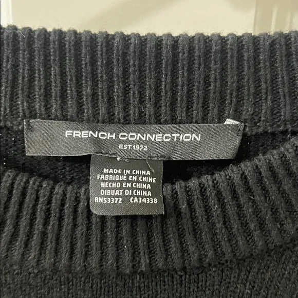 French Connection Black and Cream Crew Neck Sweater - Picture 2 of 3